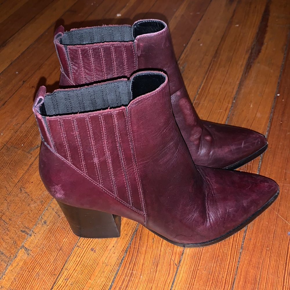 Marc Fisher burgundy leather heeled ankle boots